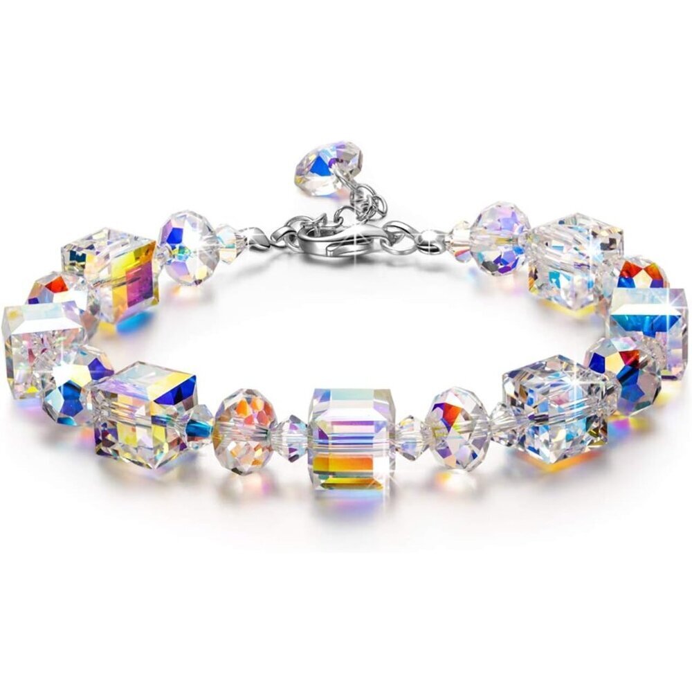 Women's Multi colour Sterling Silver Crystals Extension Packaged Bracelet